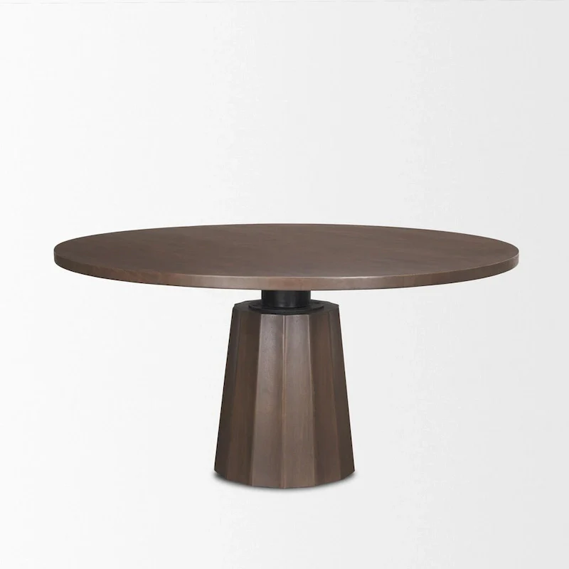 Swanson 60 Dark Brown Wood Round Pedestal Dining Table