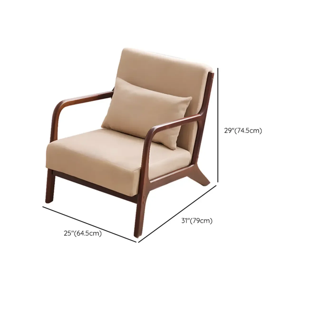 Beige Ottoman Cotton Linen Accent Arm Chair