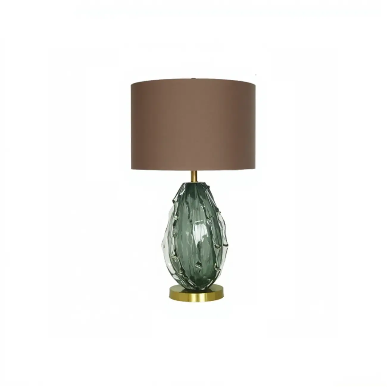Modern Green Glass Table Lamp with Fabric Shape