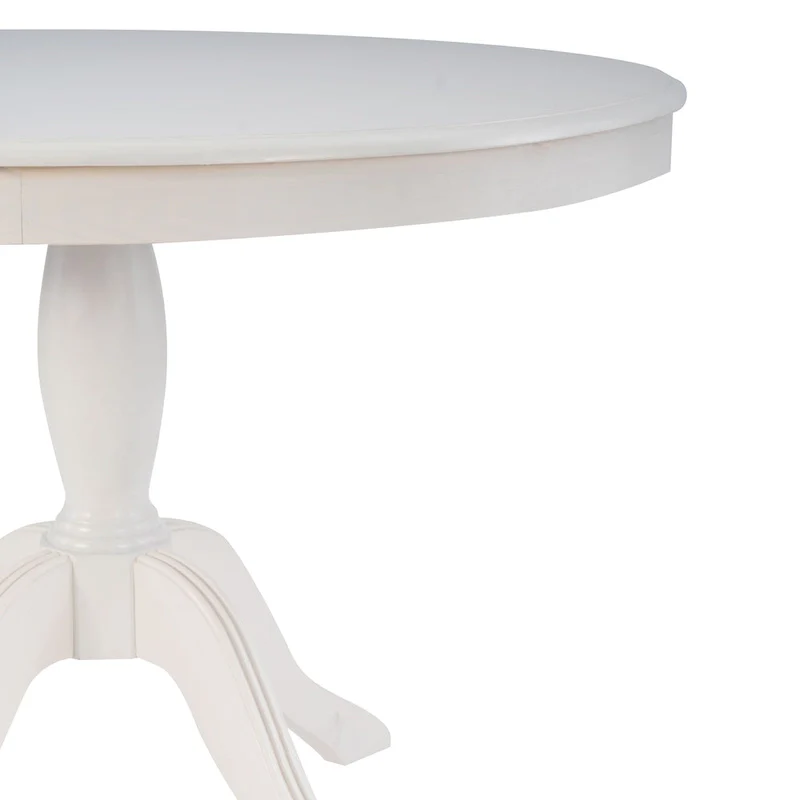 Round Pedestal Dining Table - Natural/White/Black, Solid Wood, Seats 4