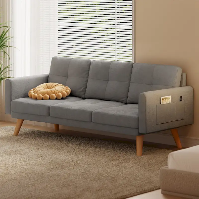 3 Seater Upholstered Living Room Sleeper Sofa, Recliner Sofa Bed with Backrest