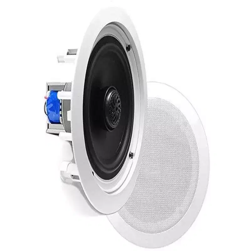 In-Ceiling Speaker System for Home Audio with Dual 6.5 Drivers, Easy Install, White, Pair