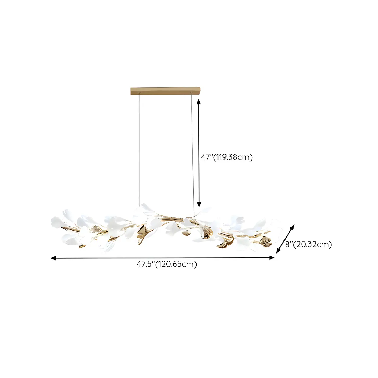 Adjustable Modern White 8-Light Leaf Island Light