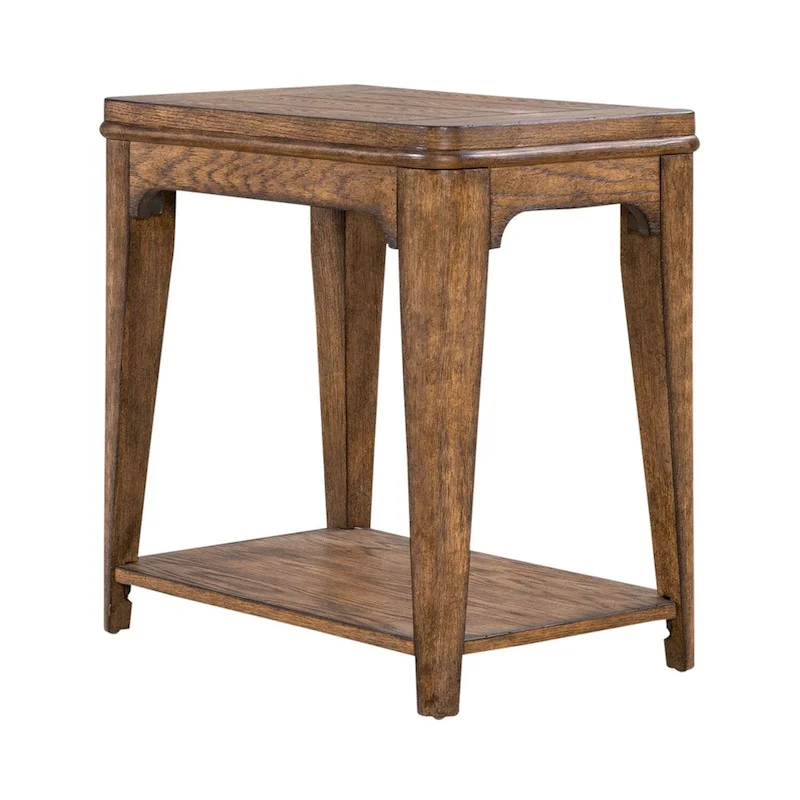 Sienna Brown Wood Chairside Table, Single