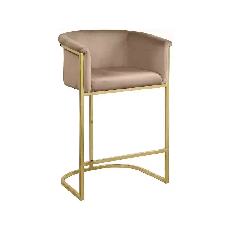 Meridian Furniture,Donatella Beige Velvet Stool