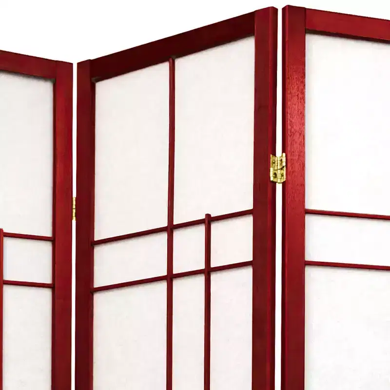 4 ft. Tall Eudes Shoji Screen - Rosewood (4 Panels): Oriental Furniture, Hardwood Frame, No Assembly Required