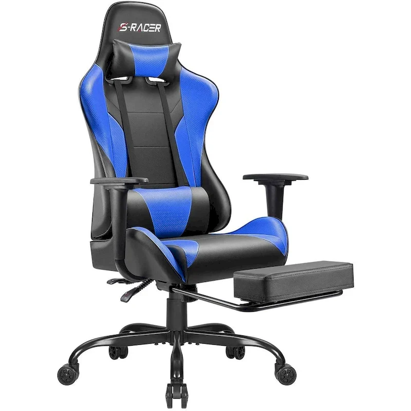 Ergonomic Gaming Chair with Footrest and Lumbar Support