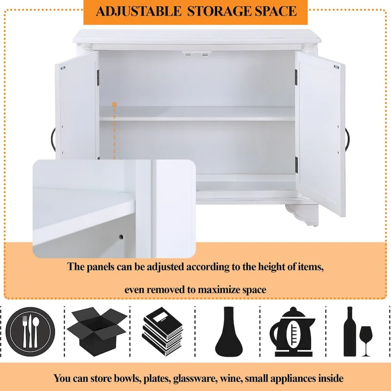 Mid Century 40 Sideboard Buffet Console Table with Adjustable Shelf