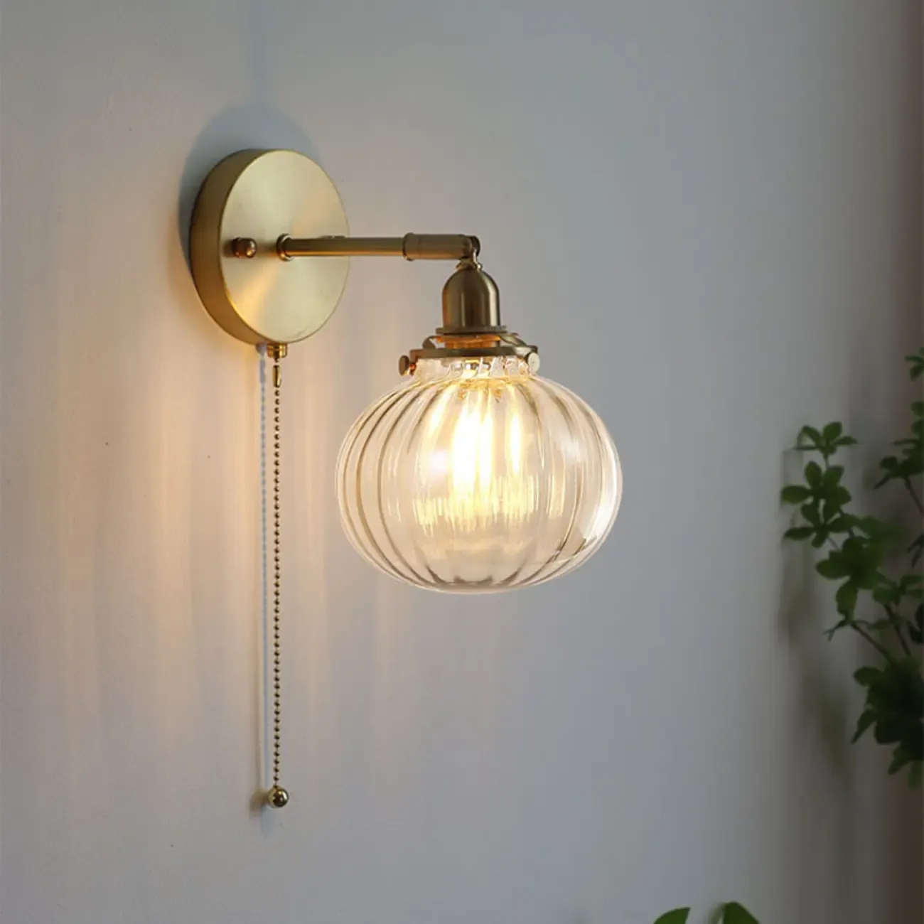 Vintage Adjustable Wall Sconce with Globe Shade for Bedroom