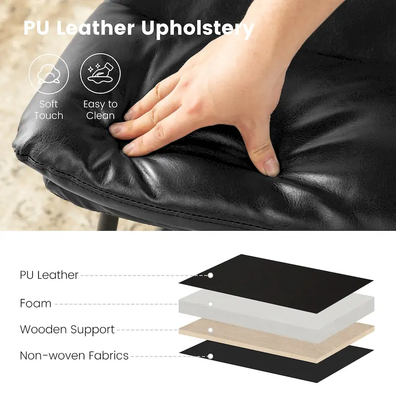 Glitzhome Set of 2/4 Modern PU Leather Thick Upholstered Side Dining Chairs with Metal Legs