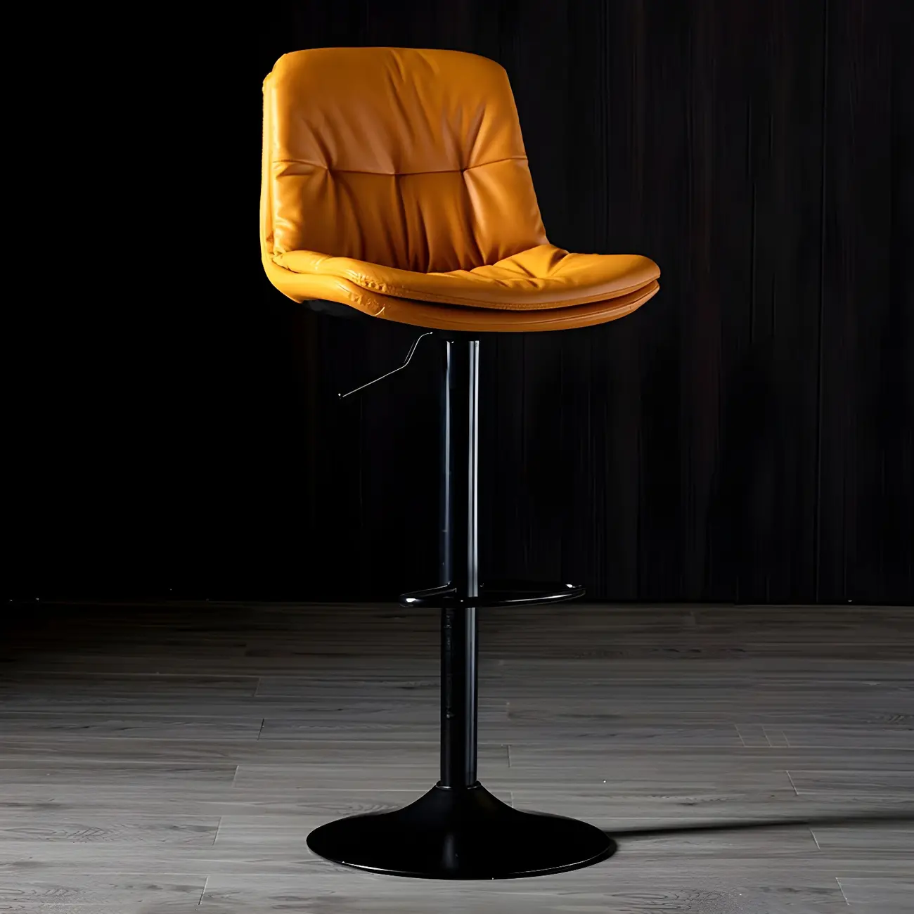 Adjustable Leather Low Back Swivel Bar Stool