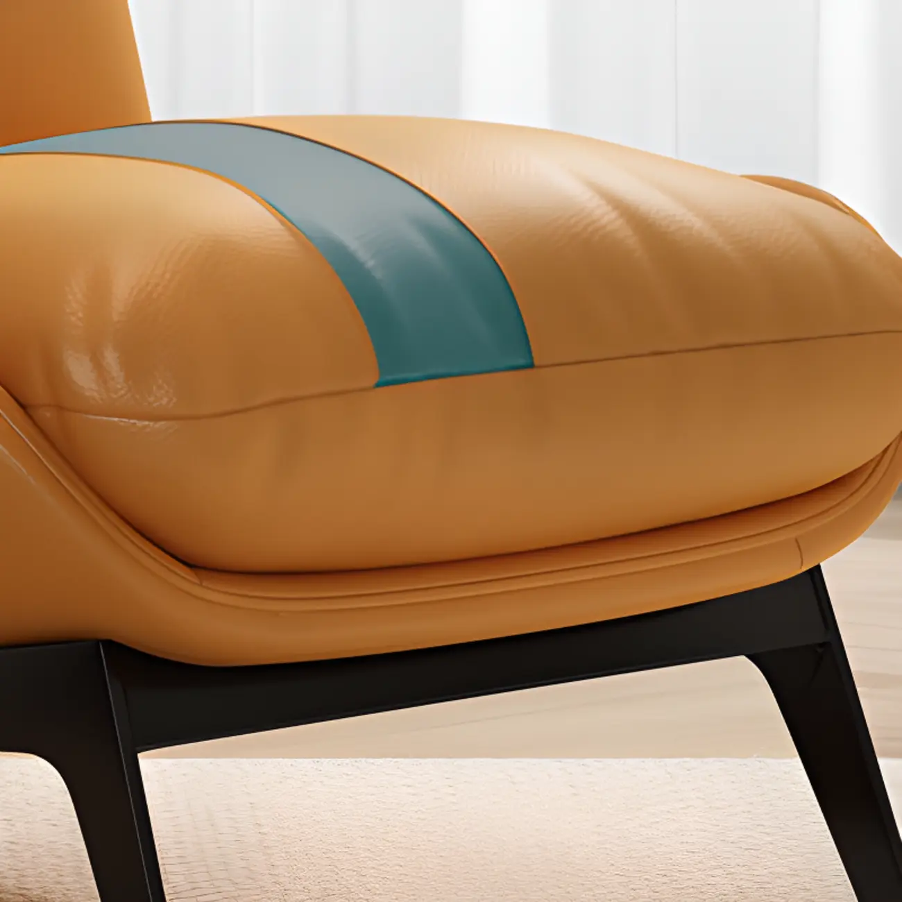 Modern Cat-Resistant Leather Striped Accent Chair