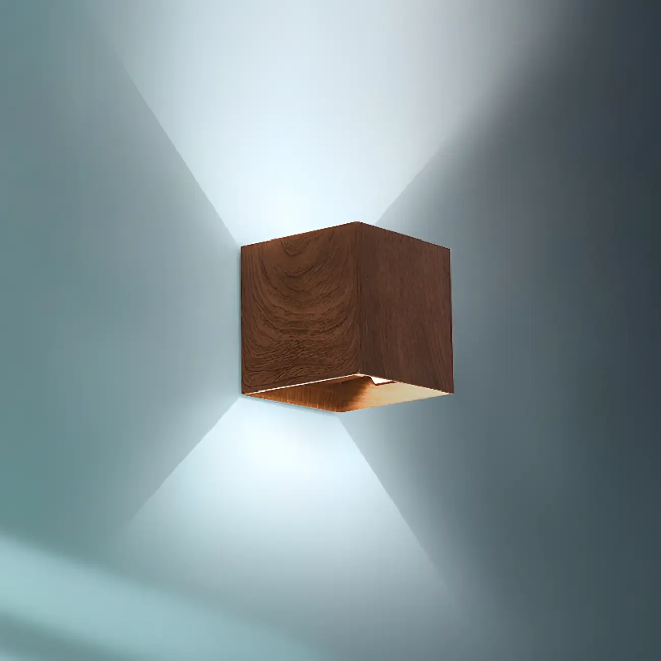 Walnut Geometric 2-Light LED Wall Sconce with Up & Down
