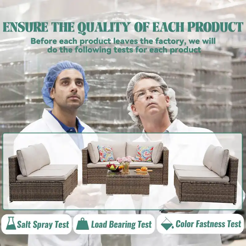 7-Piece Wicker Patio Conversation Set with Cushions and Glass Table