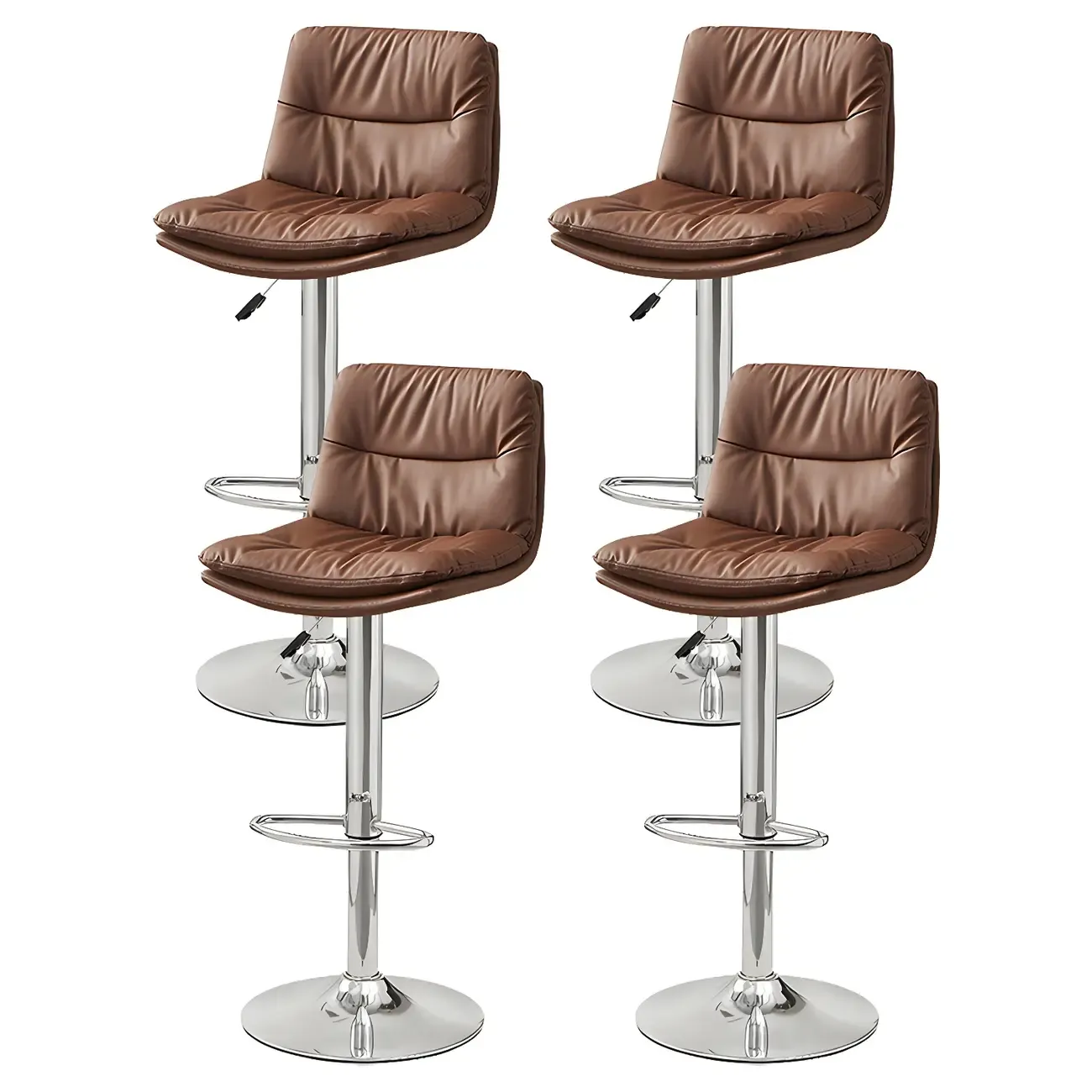 Modern Leather Saddle Swivel Adjustable Bar Stool