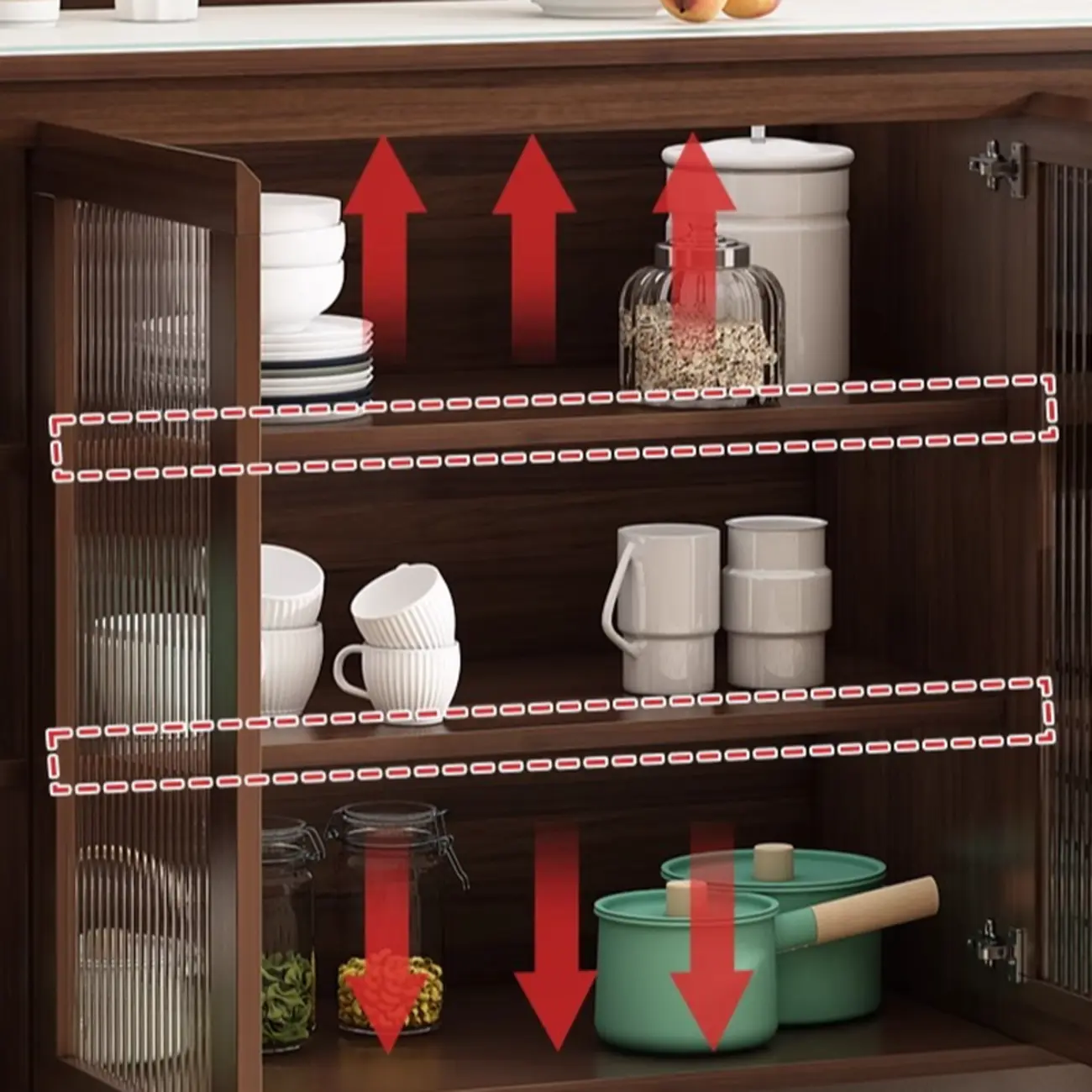 Modern Wood Sideboard with Glass Countertop