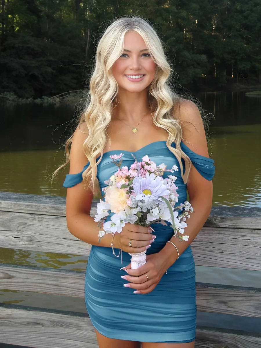 Peacock - Off The Shoulder Tulle Short Homecoming & Cocktail Dresses