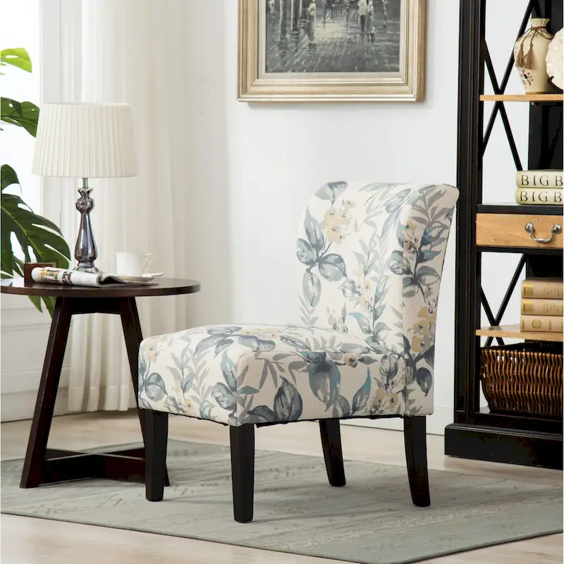 Blue Leaves 29.13  Upholstered Accent Chair