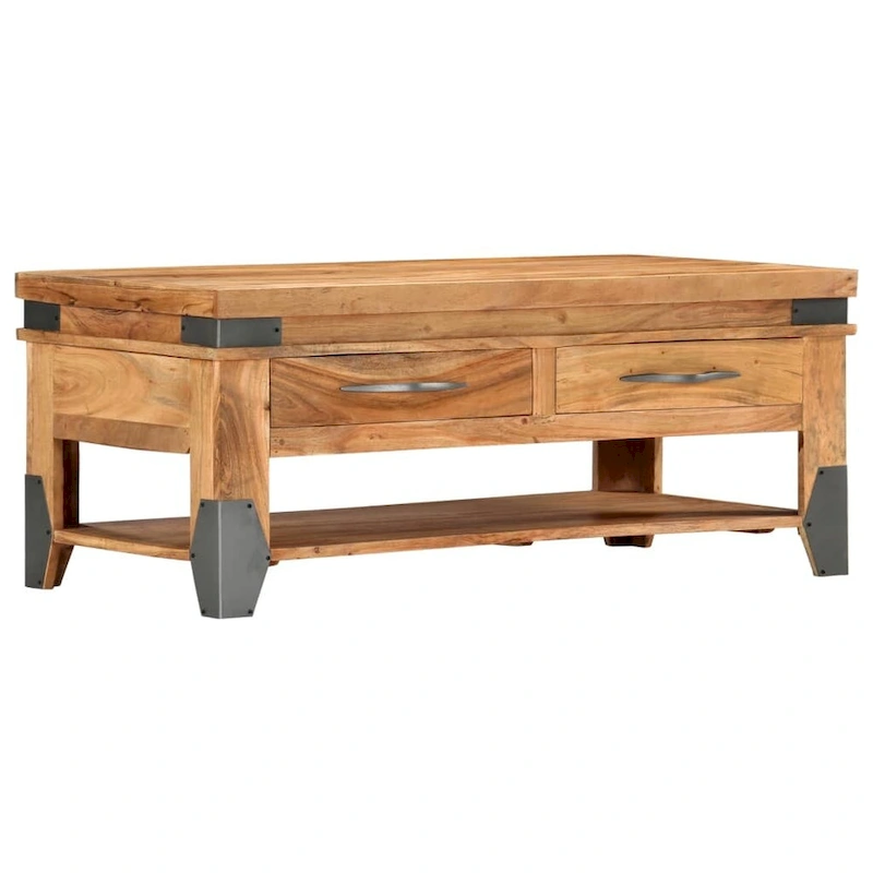 vidaXL Coffee Table 43.3x20.5x17.7 Solid Acacia Wood - 43.3 x 20.5 x 17.7