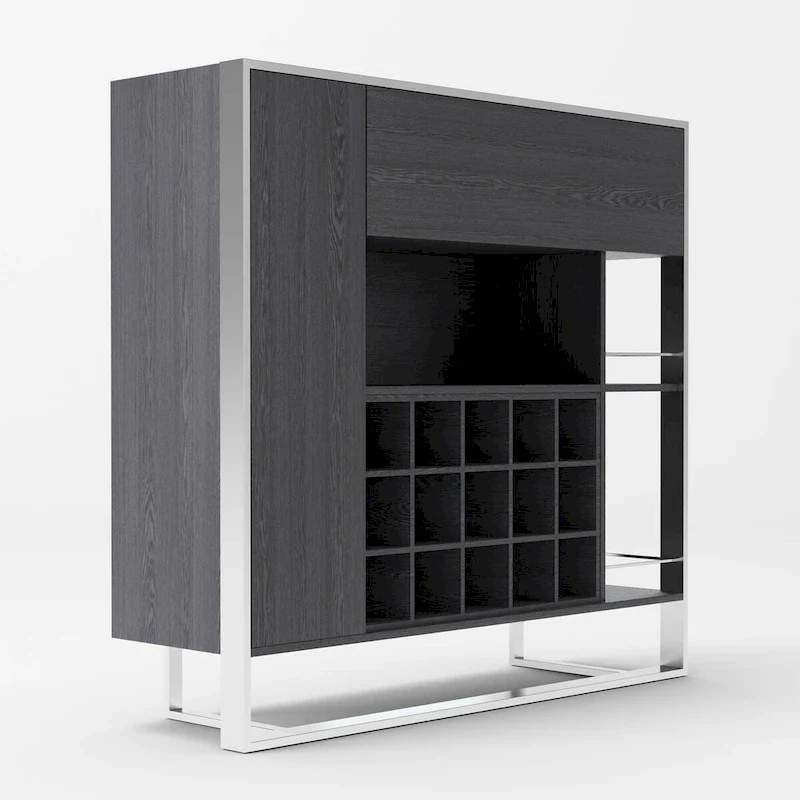Elm Grey & Stainless Steel Wine Cabinet