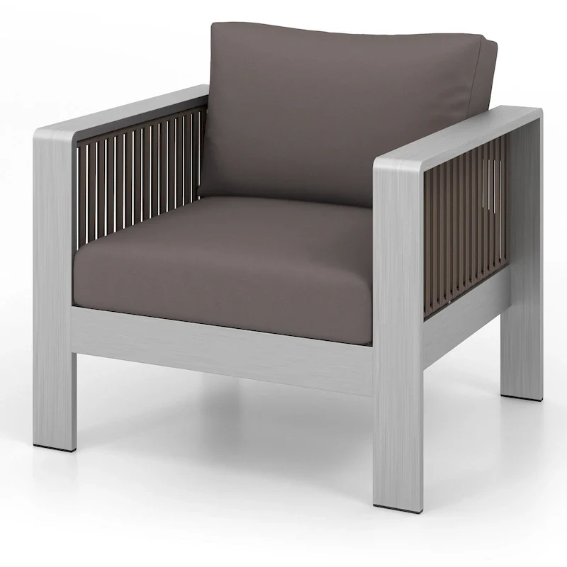 Aluminum Patio Armchair with Thick Cushions for Comfort - 31 L x 27.5 W x 24.5 H