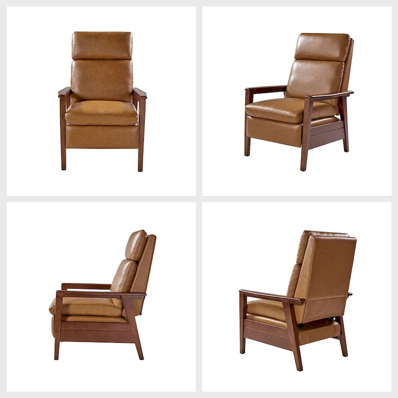 Patrick Mid-century Vegan Leather Solid Wood Recliner Set of 2 by HULALA HOME