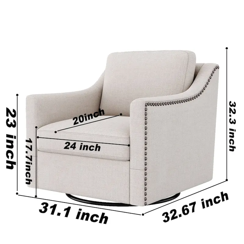 360 Degree Swivel Armchair Cotton Linen Skin-friendly Fabric Ergonomic Design