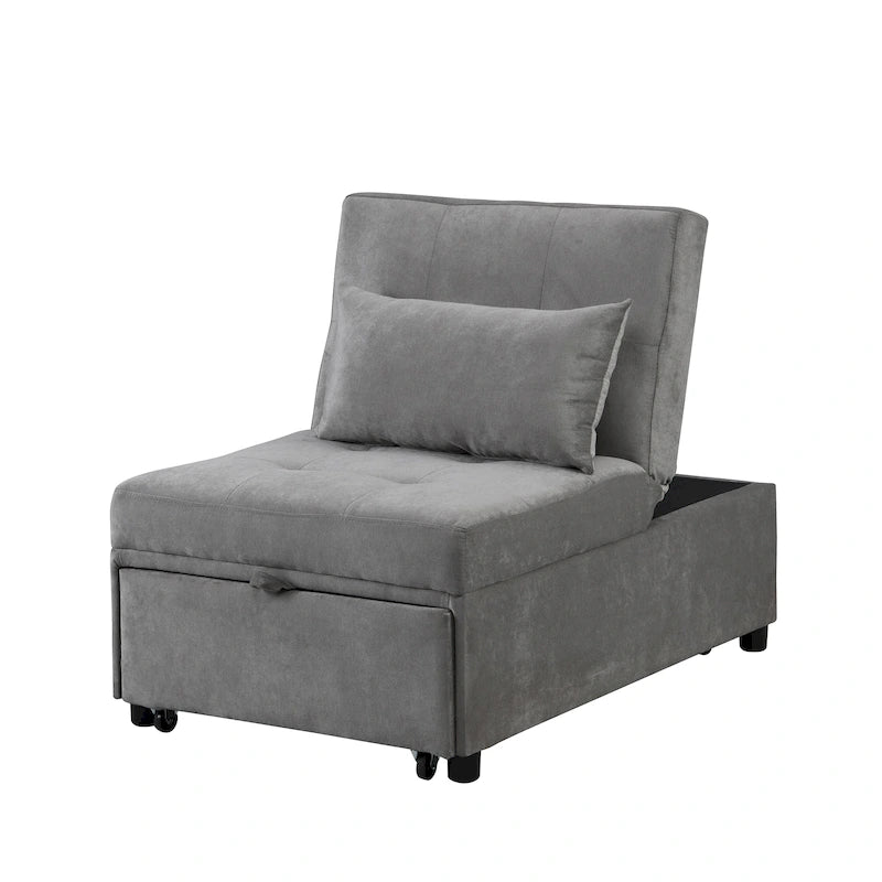 Light Gray / Blue / Dark Gray / Green Convertible Futon Chair, Single (1-Person)