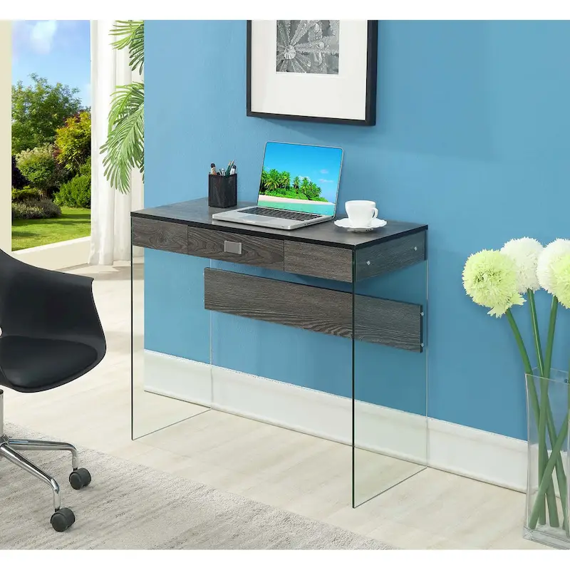 Convenience Concepts SoHo 1 Drawer Glass 36 Desk