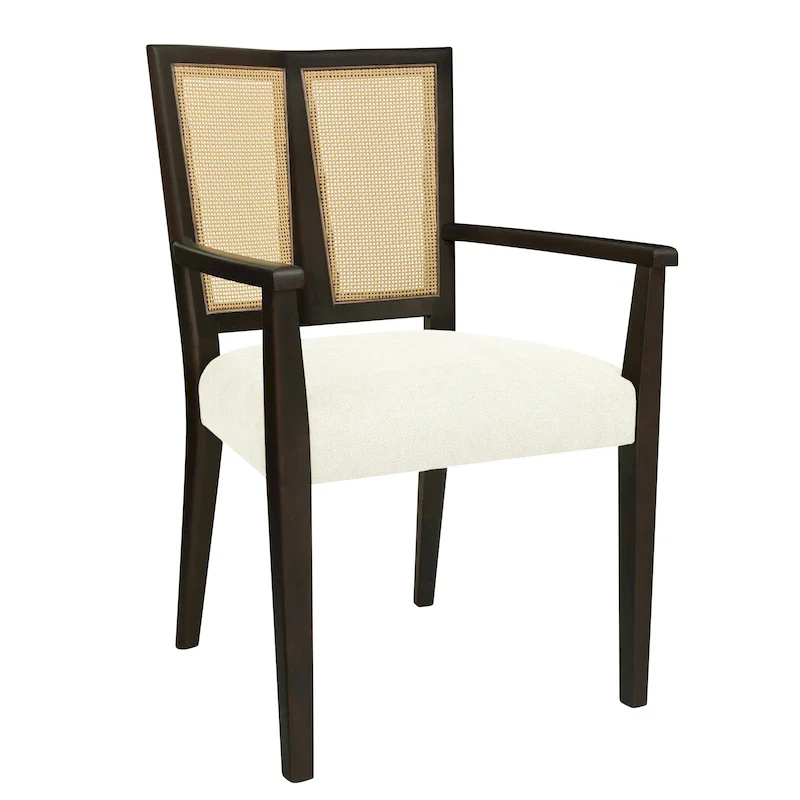 Christopher Knight Home - Harrison Mid-Century Upholstered Arm Dining Chair Set of 2 with Rattan Back
