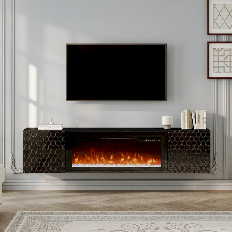 67 MDF Wall Mounted TV Stand with 36 Electric Fireplace