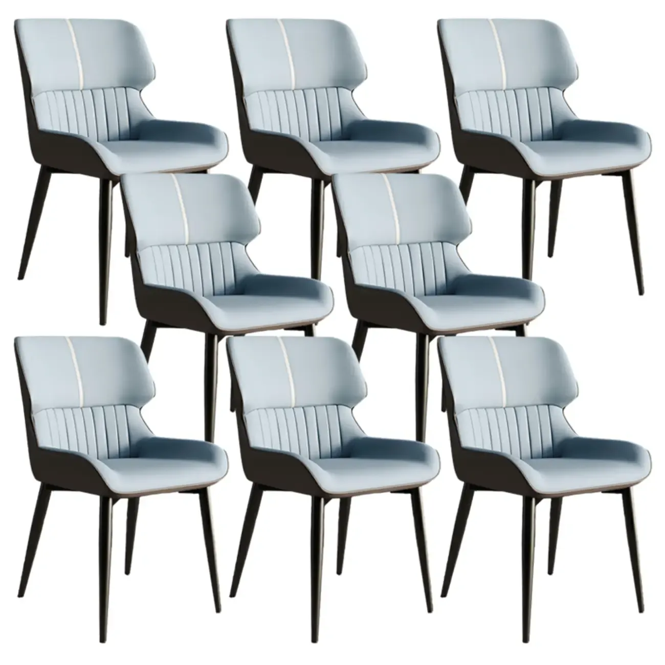 Leather Low Solid Back Armless Dining Side Chair