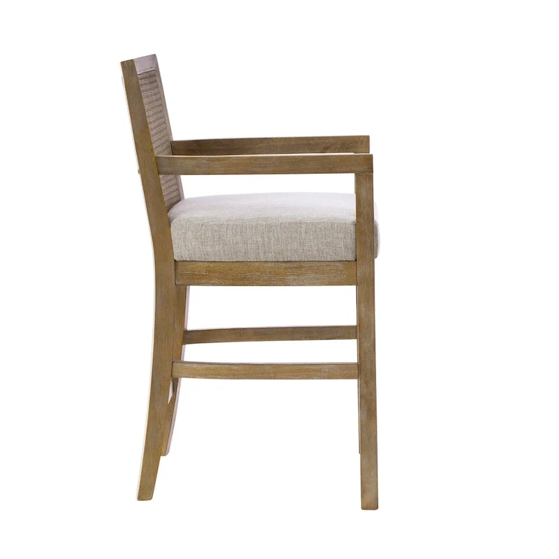 Madison Park Blaine Cream/Reclaimed Natural Cane Back Counter Stool