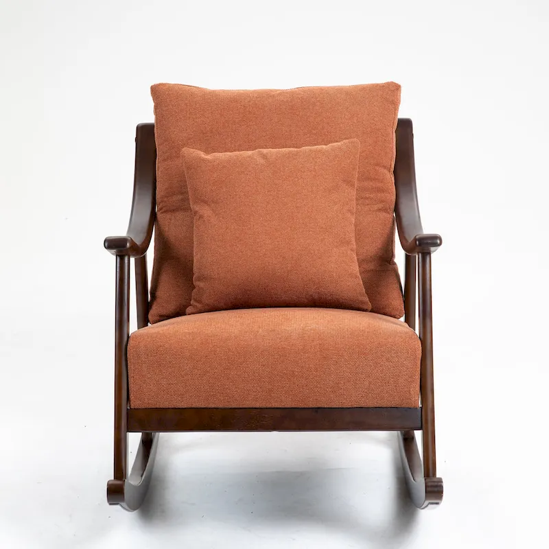 Linen Solid Wood Rocking Arm Chair