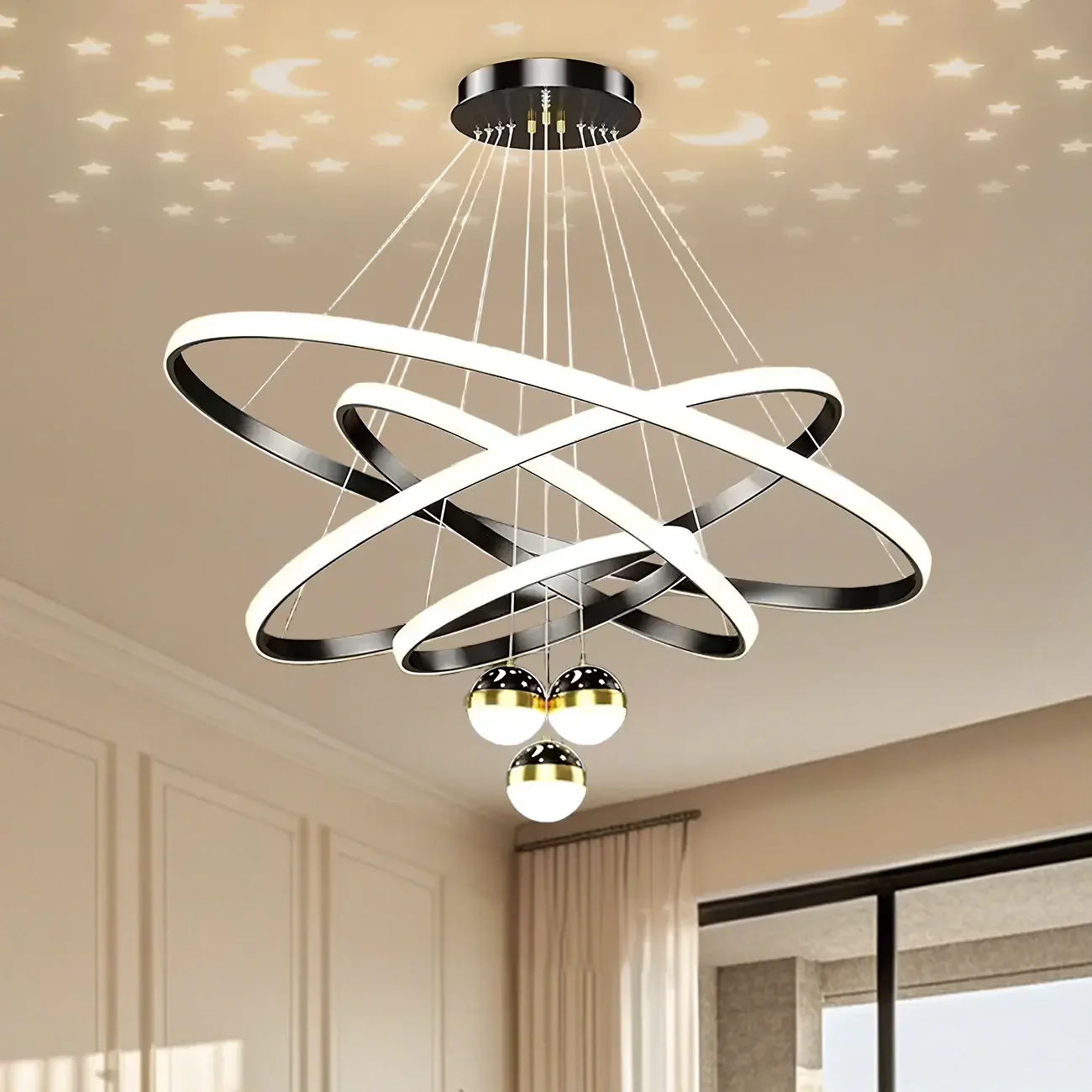 Circle Modern LED Starry Projection Chandelier