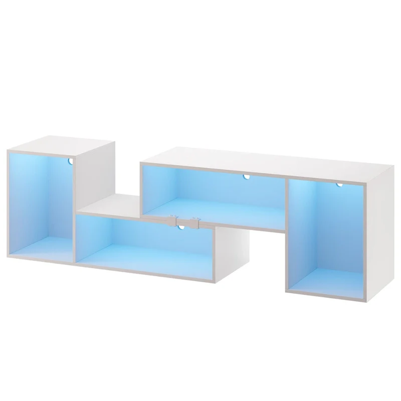 Modern DIY TV Stand Deformable Entertainment Center with LED Light Strip