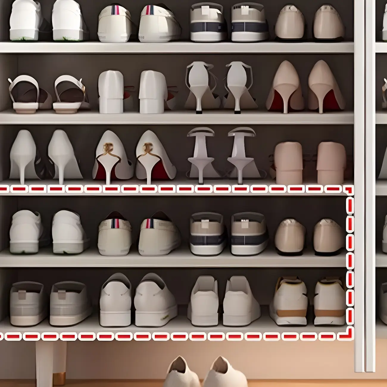 Green Wood Shoe Cabinet with Adjustable Shelves