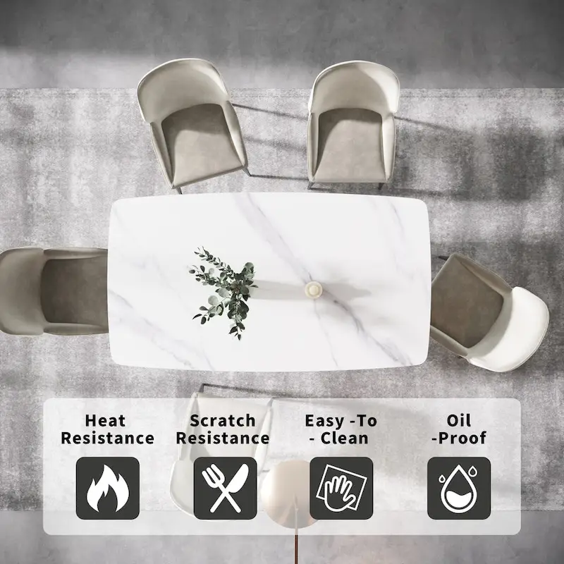 63 inch Modern White Rectangular Dining Table