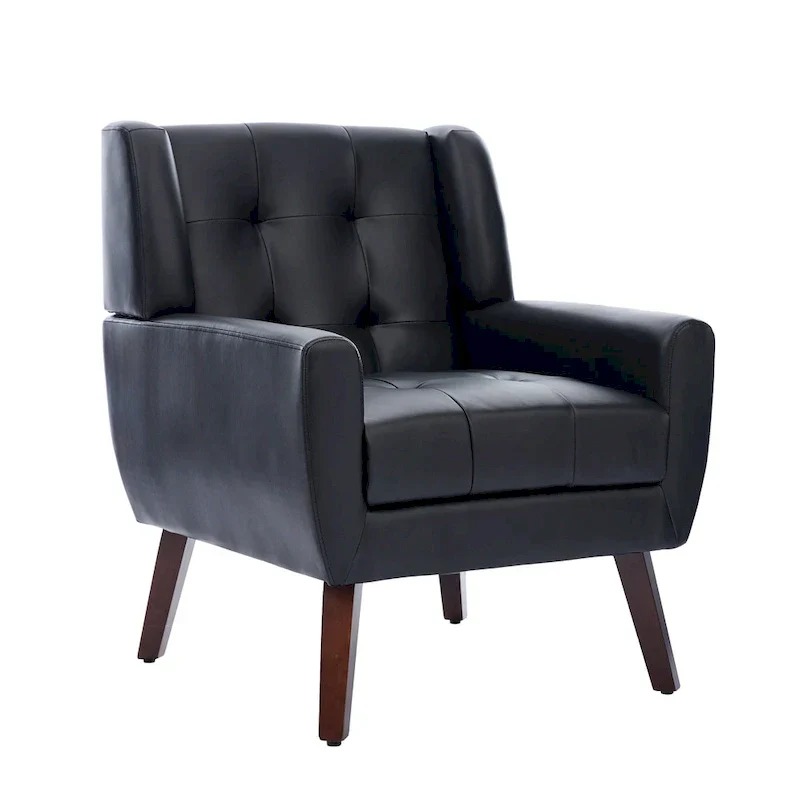 Tufted Upholstered Armchair with Wood Legs