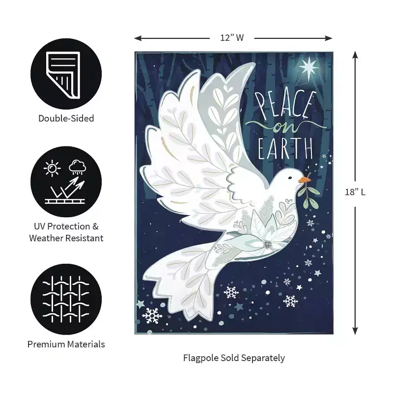 Evergreen Flag Peace on Earth Dove Welcome Garden Flags 12x18 Double Sided, Outside, Christmas Garden Flag