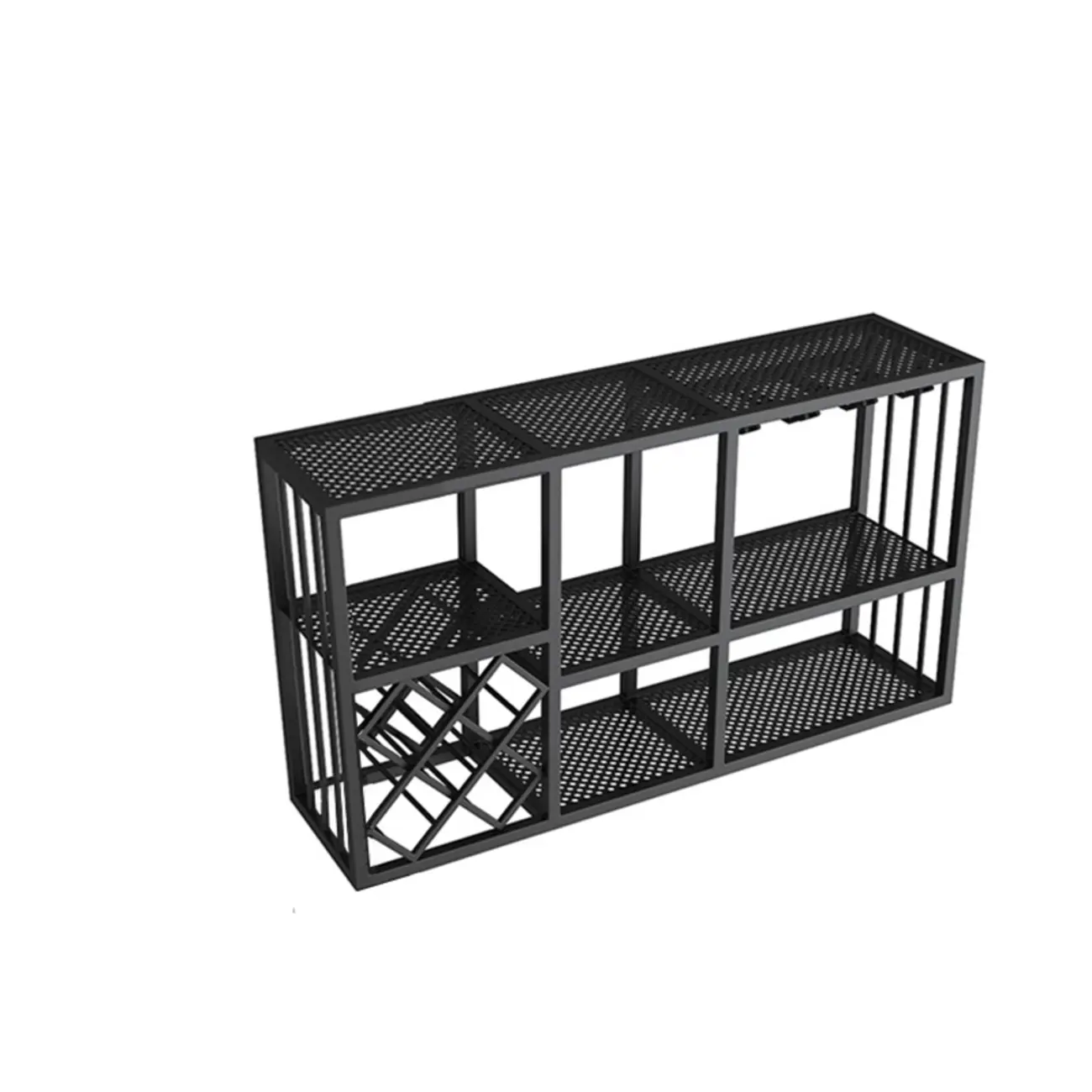 Lavish Metal Wall Hanging Open Wine Bottle and Wine Glass Holder