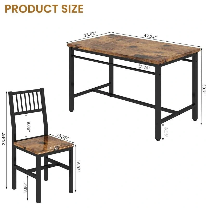 Modern Industrial 5-Piece Dining Table Set, Rectangular Table and Chairs Set, Dinette, Space Saving Dining Set