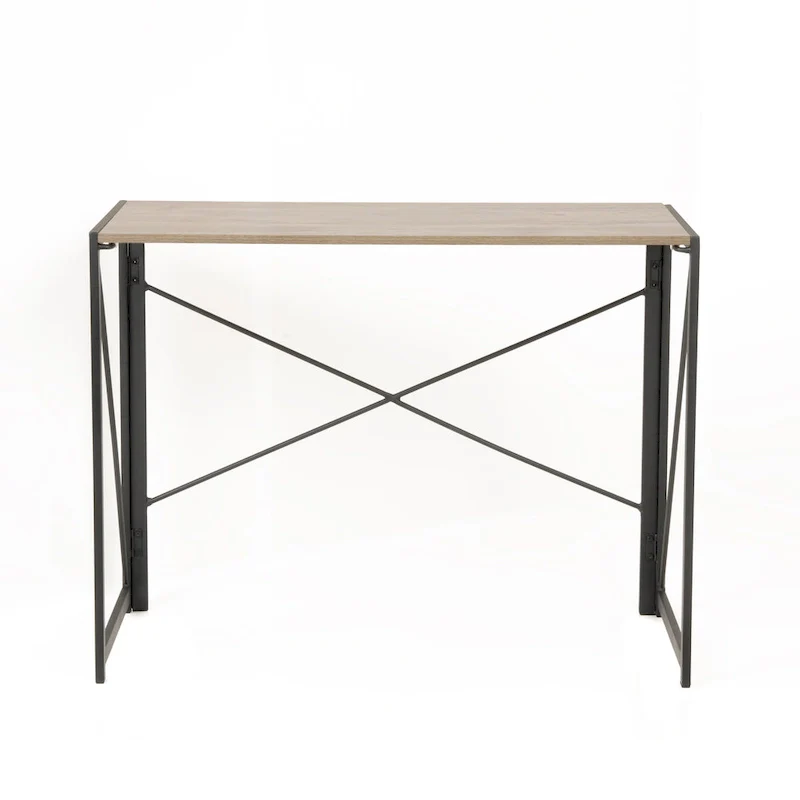 OS Home and Office Furniture Model No Tool Writing Desk with Metal Legs and Sewn Oak Laminate Top