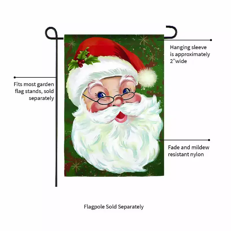 Evergreen Flag Merry Santa Welcome Garden Flags 12x18 Double Sided, Outside, Christmas Garden Flag