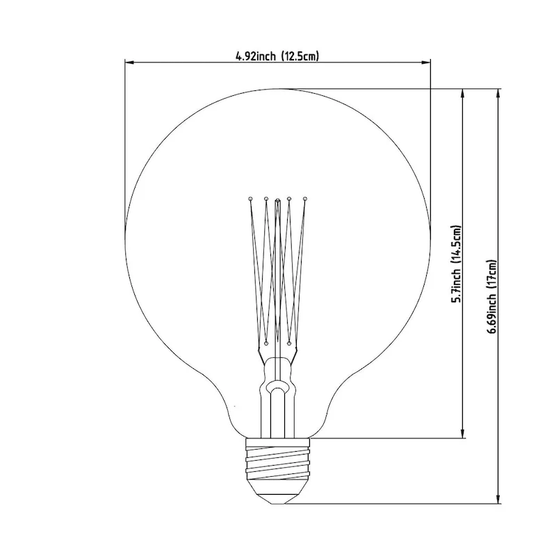 Filament Globe E26 40W Bulb - Clear - 4.5 W x 4.5 D x 5.5 H