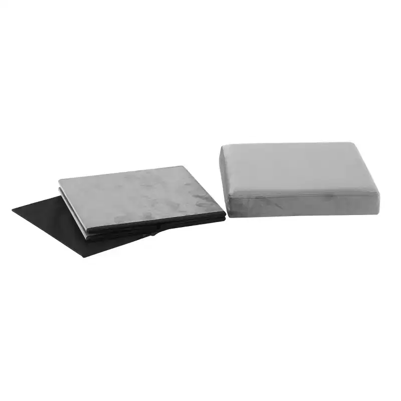 Olivia & May Modern Fabric Storage Stool Gray: Velvet Upholstered, Metal Frame, Lift-Top Design, No Assembly Required