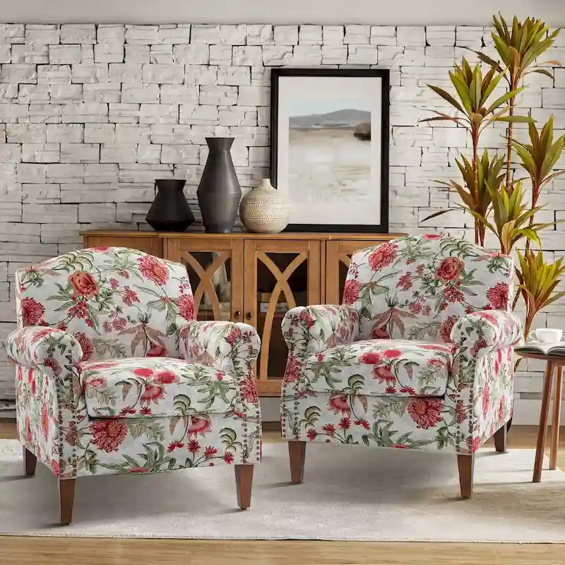 Giampiero Living Room Armchair with Nailhead Trims Set of 2 by HULALA HOME