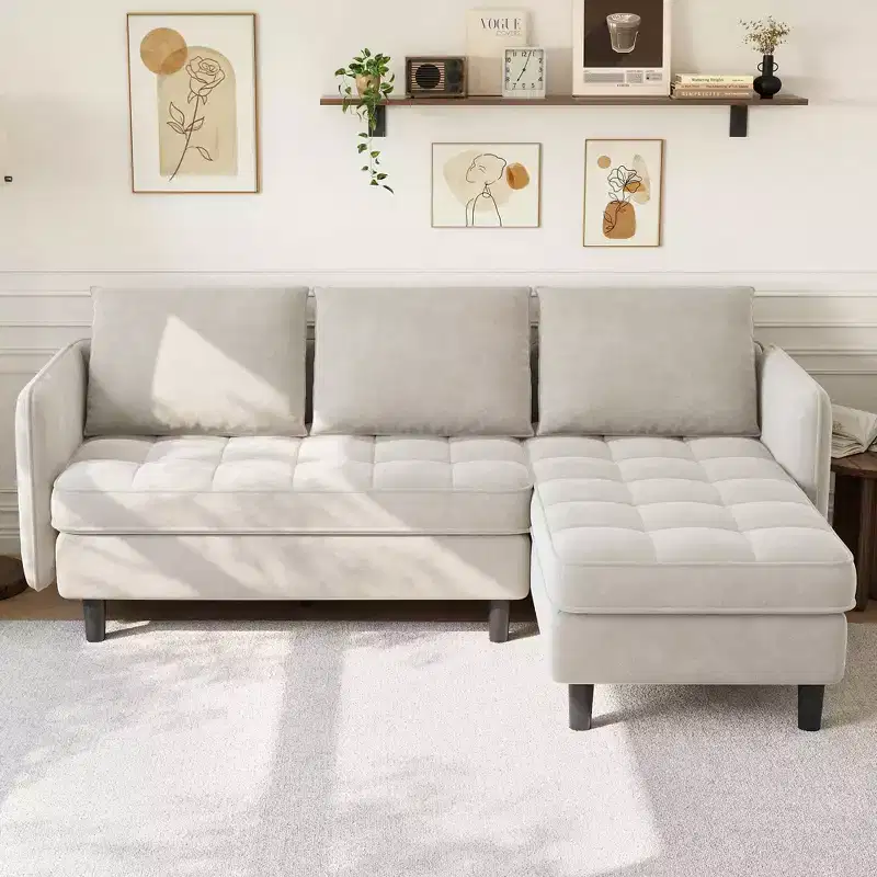 Modern Reversible 3-Seat Sofa, Convertible Sectional Couch, L-Shaped Storage Sofa, Space-Saving for Living Room