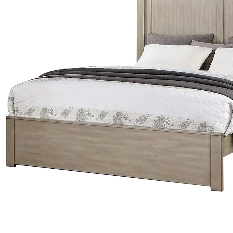 Wooden Queen Bed with 2 Panels Headboard Design