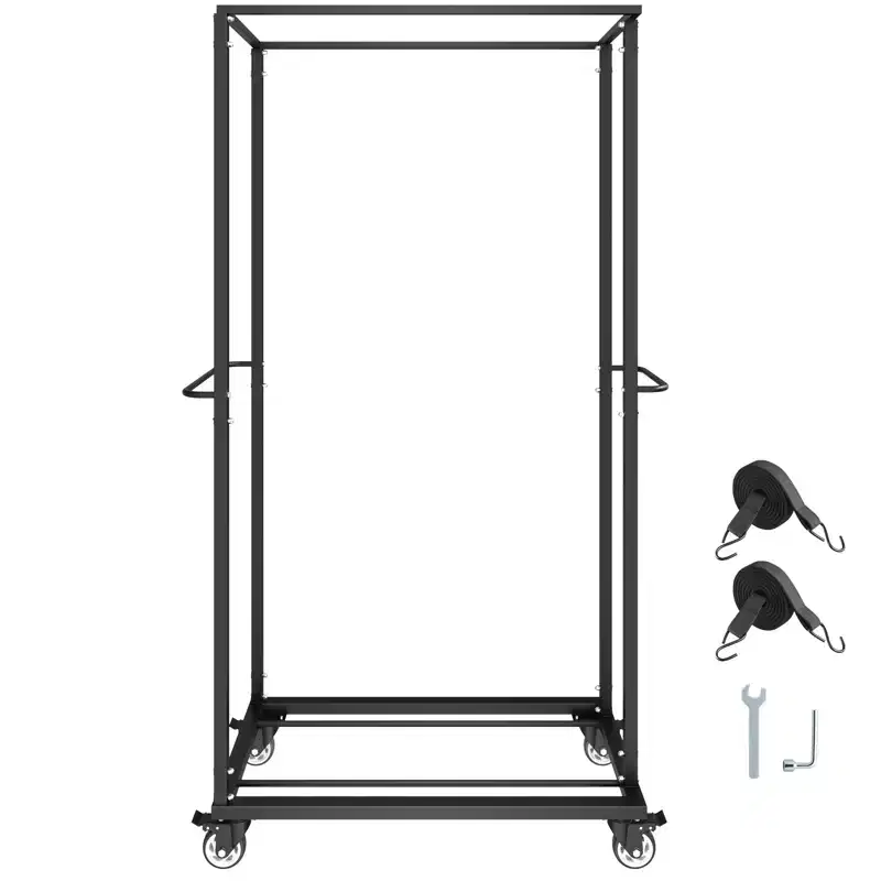 VEVOR Folding Chair Rack, 500 LBS Capacity, Heavy-duty Chair Cart for 60 Chairs,Metal Chair Storage Dolly Chair Holder with Swivel Casters,Matte Black